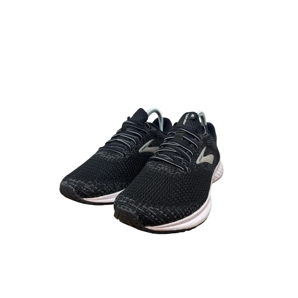Brooks Revel 3 Running Shoes Womens 9.5 Black White Knit Sneakers 1203021B012